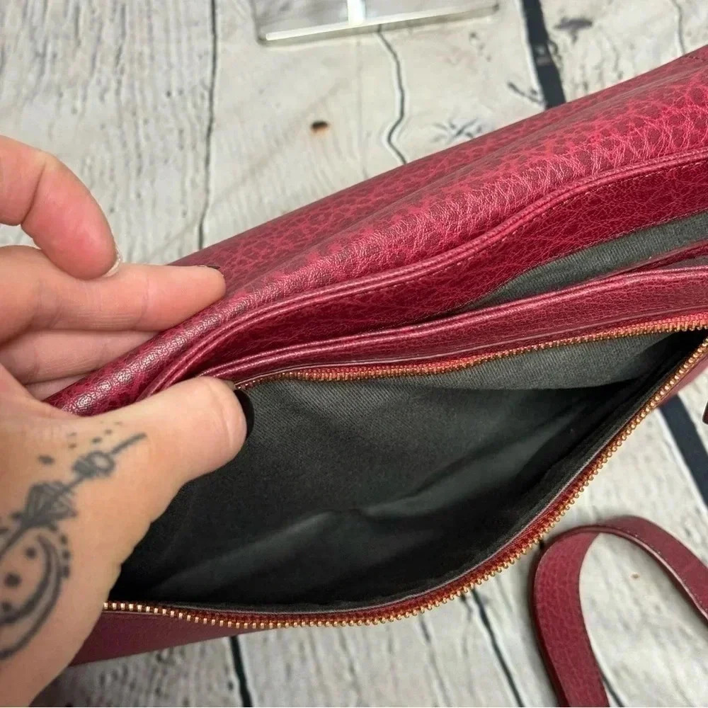 MAIYET Maroon Leather Messenger Bag w/ Gold Hardware Detachable Crossbody Purse - Picture 7 of 14